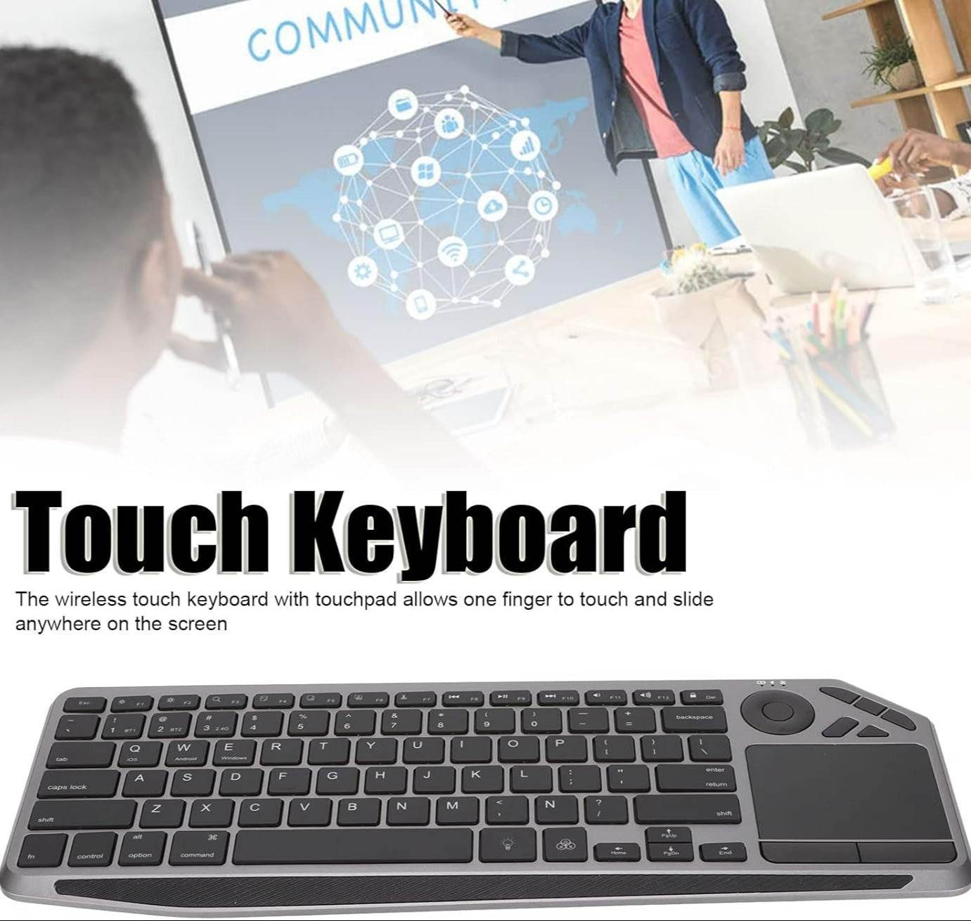 Wireless Touch TV Keyboard with Easy Media Control and Touchpad