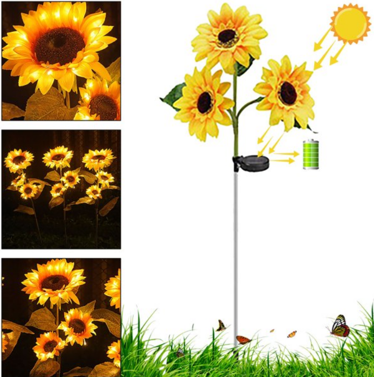 Solar LED Waterproof Sunflower Garden Light (2pcs)