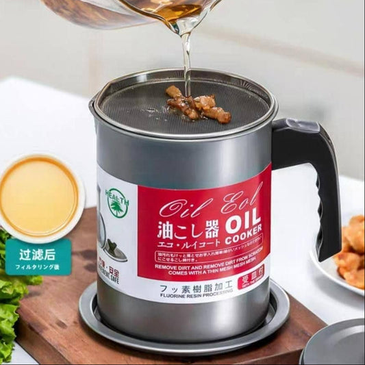 Oil Keeper Can with Fine Mesh Strainer (1.7L)