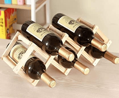 Foldable Wood Diamond-Shaped Wine Rack (5 Bottle)