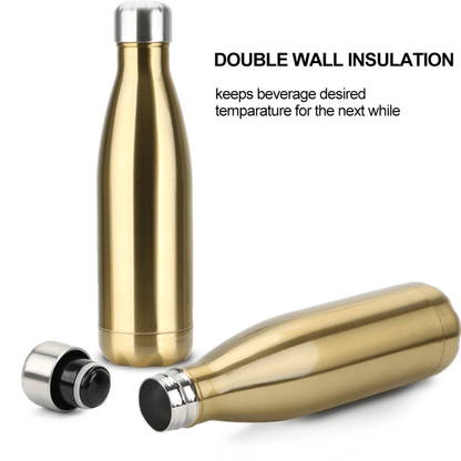 Double Wall Vacuum Insulated Stainless Steel Bottle (1L)(Black) - DMC Wholesale