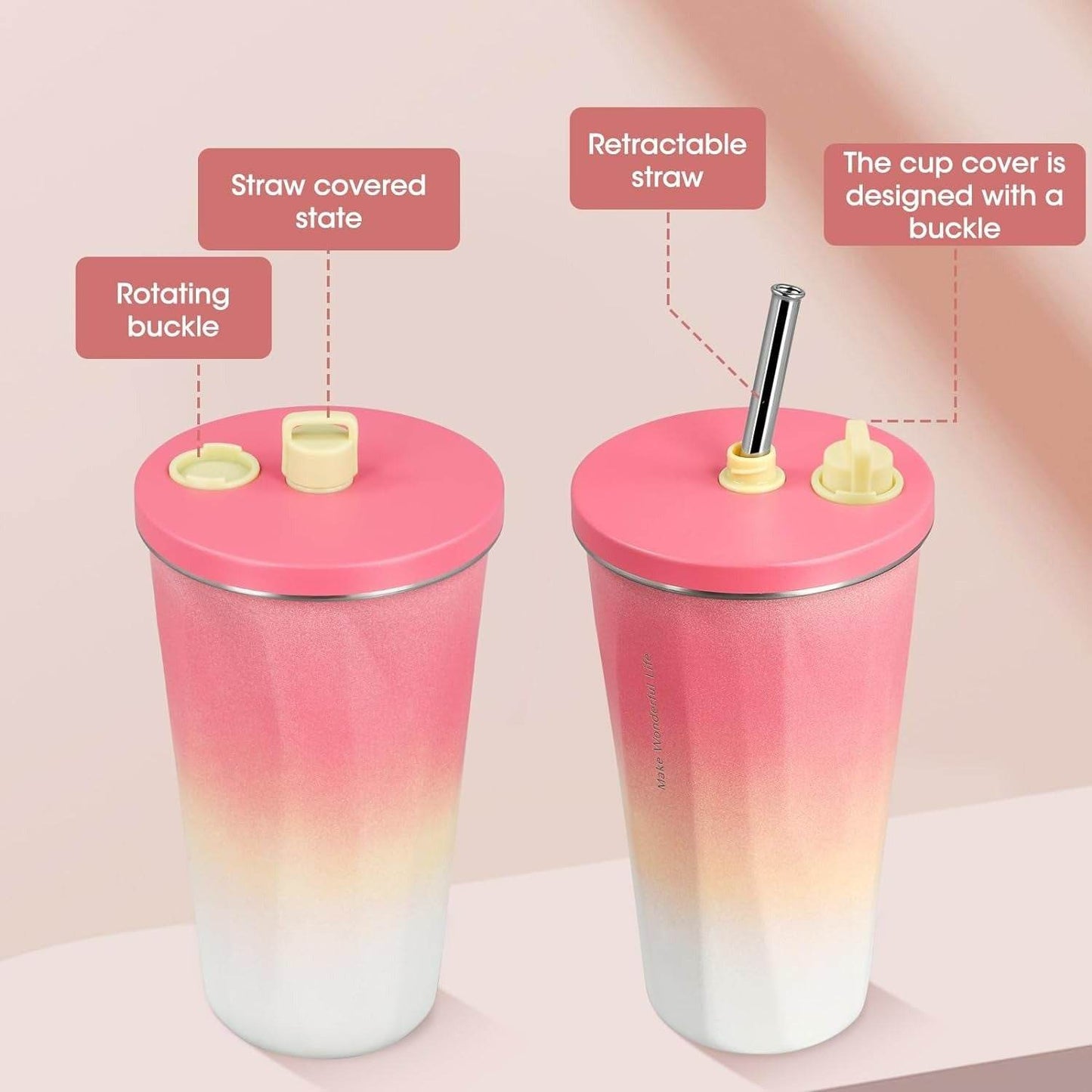 Gradient Tumbler With Straw (600ml)