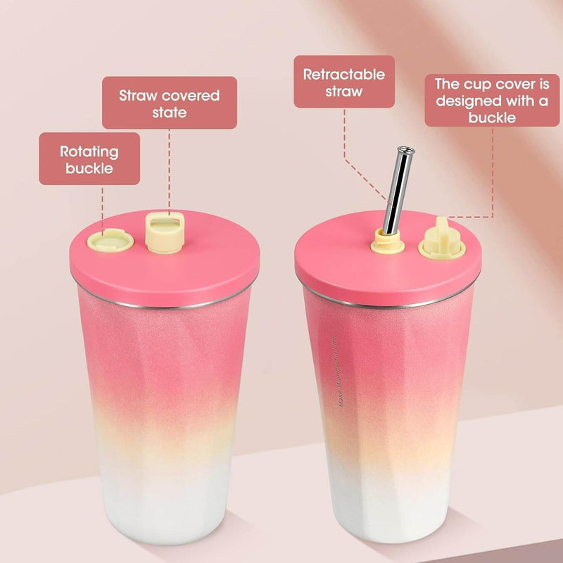 Gradient Tumbler With Straw (600ml)