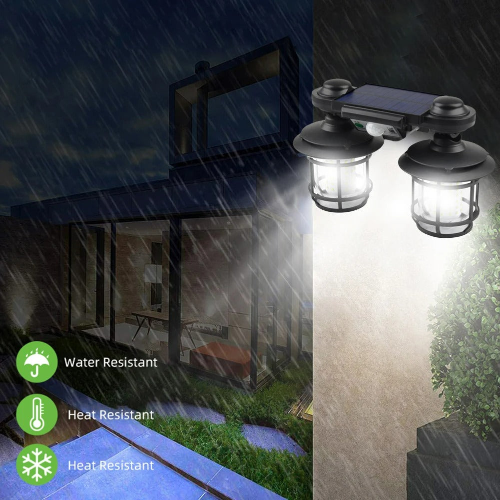 Solar Outdoor Double Garden Wall Lamp