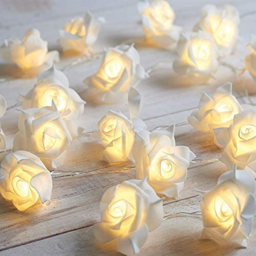 Decorative Soft Rose Flower LED String Light (White)