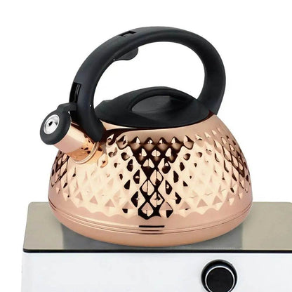 Stainless Steel Stove Top Whistling Kettle (Golden) - DMC Wholesale