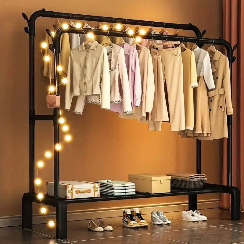 Double Rail Clothes Storage Rack (Without Wheels)