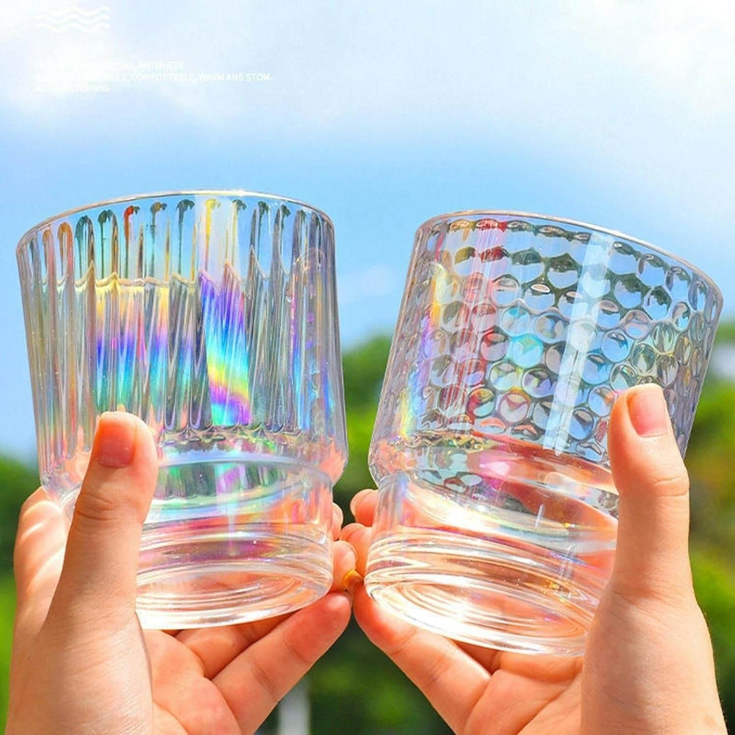 Rainbow Tumbler Glass With Lid And Straw (400ml)(Each)