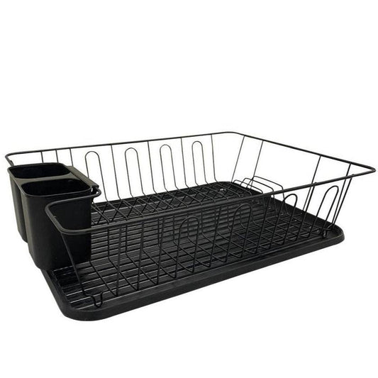 Dish Rack Drainer With Drip Tray (Black)