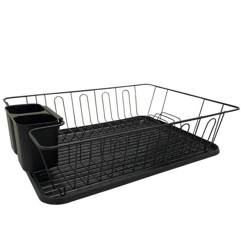 Dish Rack Drainer With Drip Tray (Black)