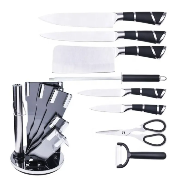 Delicate Touch Knife Set With Rotating Stand (9 pcs)