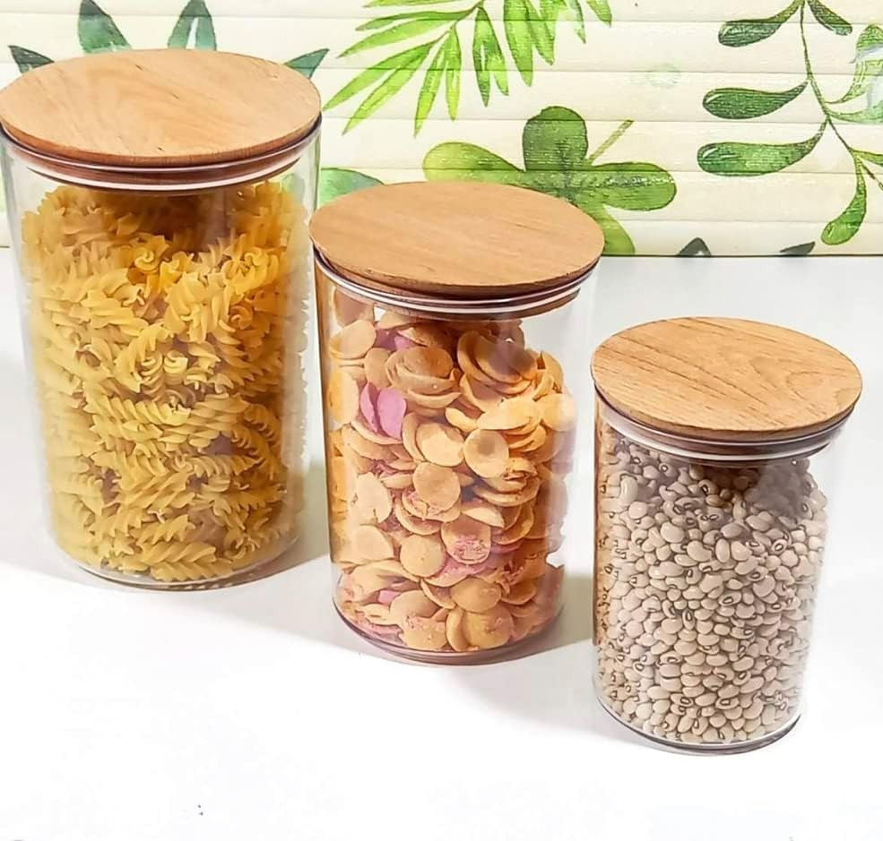 Round Glass Cylinder With Bamboo Lid (12x8cm)(Each)