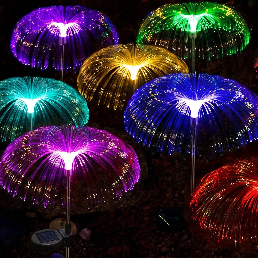 Solar LED Fiber Optic Jellyfish Garden Light