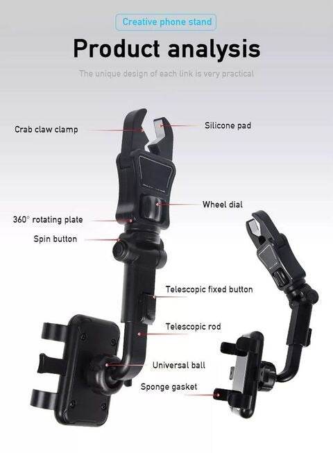 360 Degree Rearview Car Mobile Holder