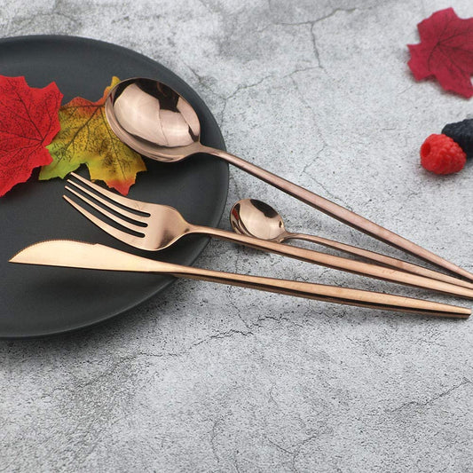 Polished Cutlery Set (24 pcs)(Rose Gold)