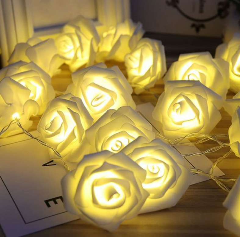 Decorative Soft Rose Flower LED String Light (White)