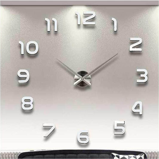 DIY Modern 3D Wall Clock (Silver)(60-70cm)