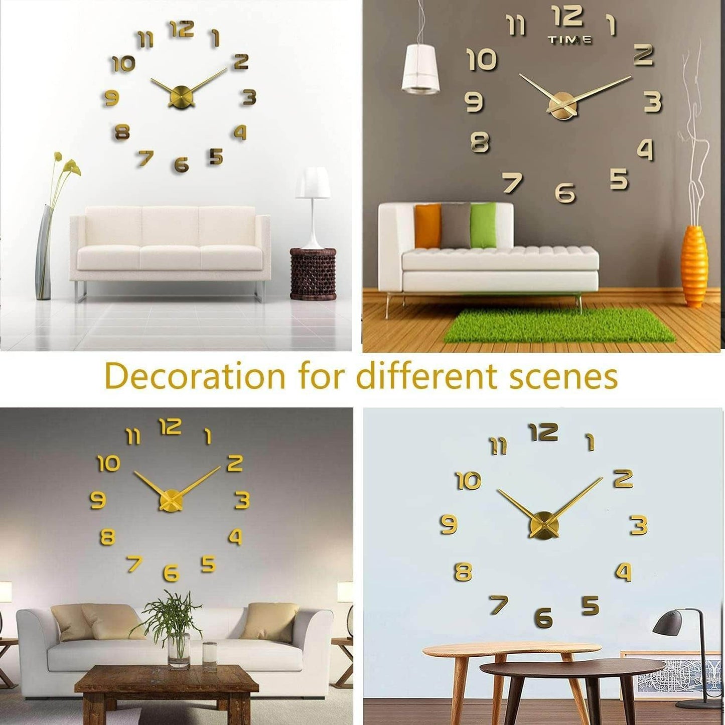 DIY Modern 3D Wall Clock (Gold)(60-70cm)