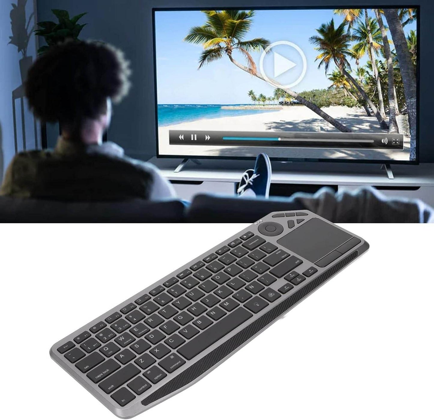 Wireless Touch TV Keyboard with Easy Media Control and Touchpad