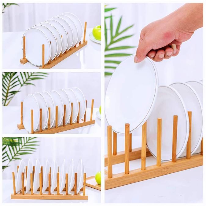 Wooden Plate Rack (8 Slots)