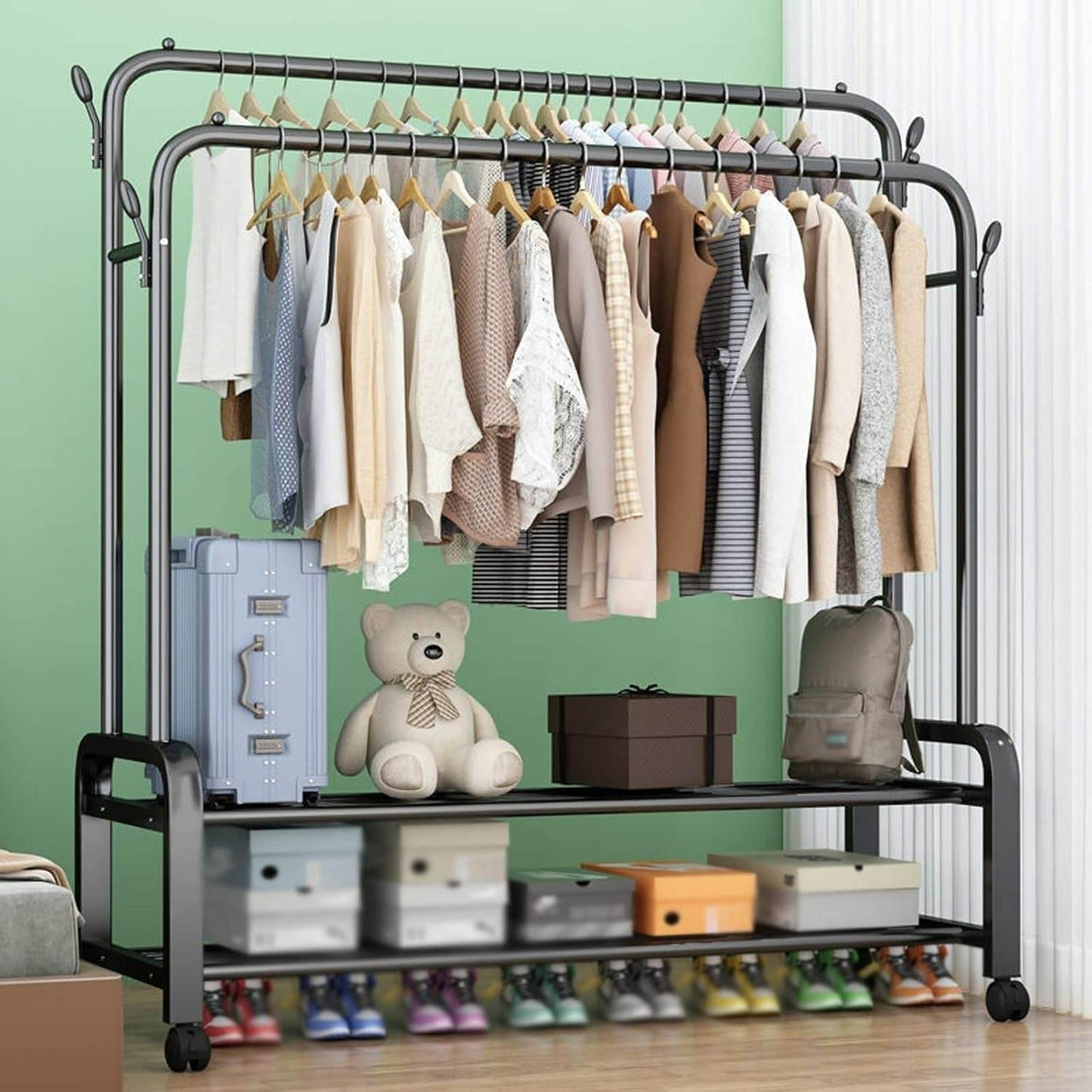 Clothing Garment Rack With Wheels