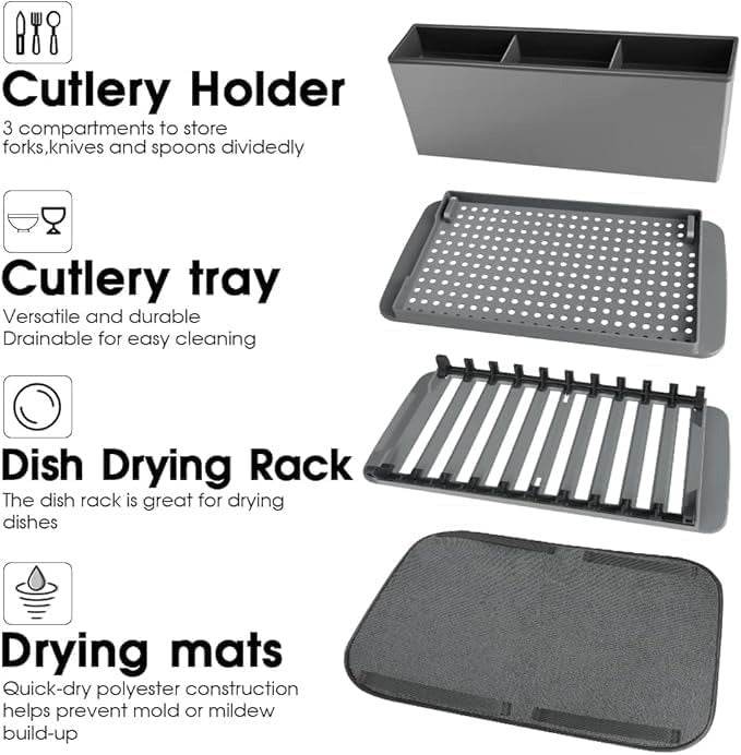 Collapsible Dish Drying Rack with Mat