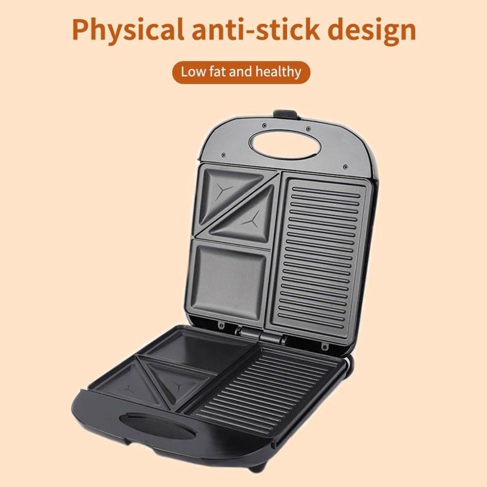 3In1 Shaped Electric Griddle, Sandwich, and Egg Maker (1400W)