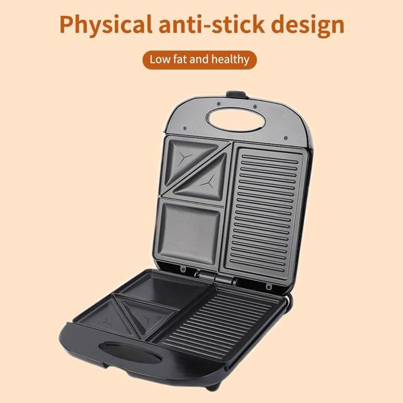 3In1 Shaped Electric Griddle, Sandwich, and Egg Maker (1400W)