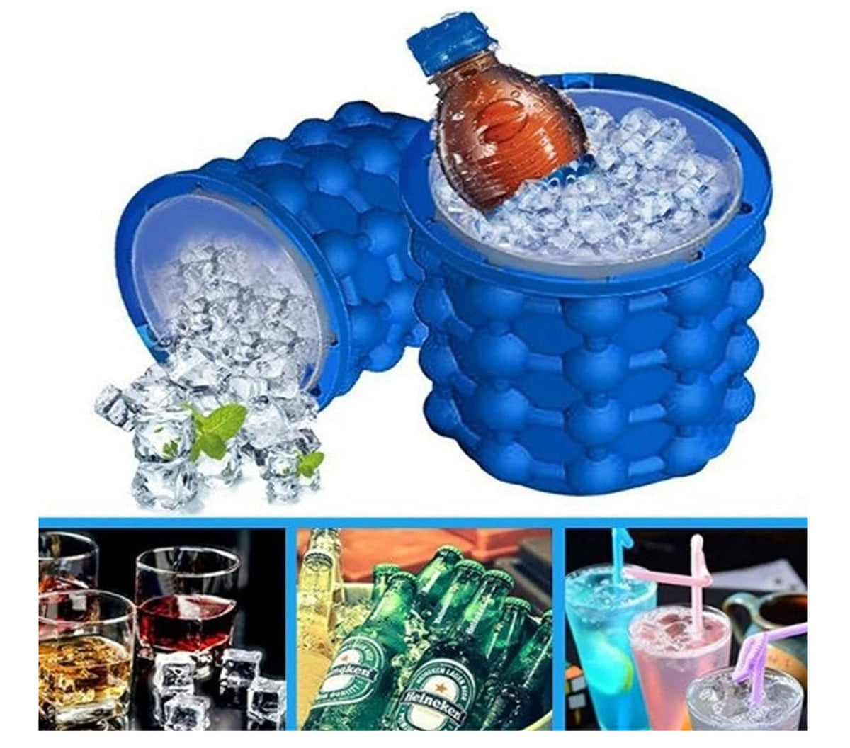 2in1 Magic Silicone Ice Cube Bucket Genie