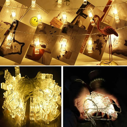 Solar Photo Peg String Light (30L)(6M)(Yellow)