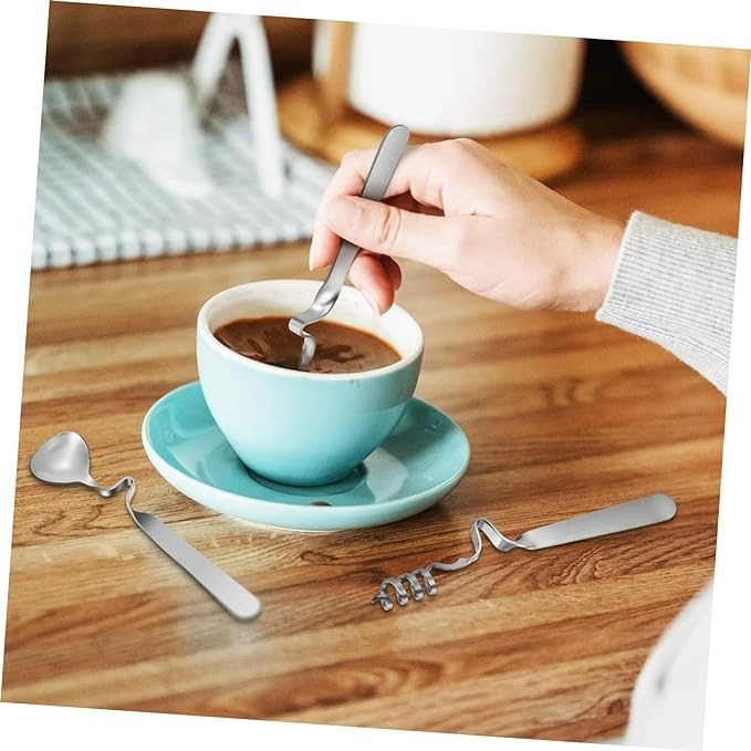 Curved Coffee Spoon Set (6 pcs)(14cm)(Silver)