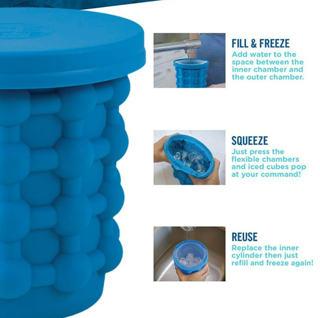 2in1 Magic Silicone Ice Cube Bucket Genie