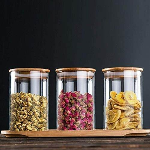 Round Glass Cylinder With Bamboo Lid (10x8cm)(Each)