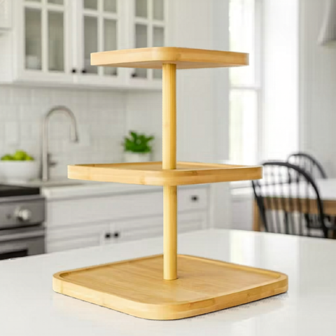 Square Bamboo Serving Stand (3 Tier) - Alt View