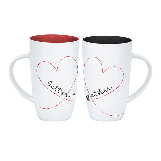 Better Together Red & Black Interior Two Piece Ceramic Mug Set