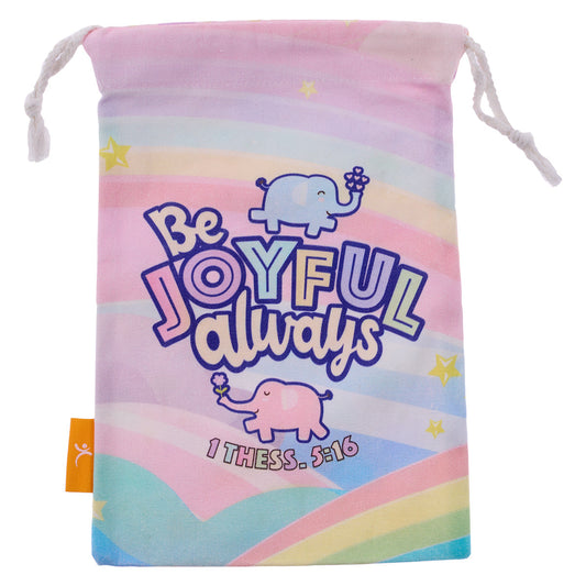 Be Joyful Always Small Cotton Drawstring Bag - 1 Thess. 5:16