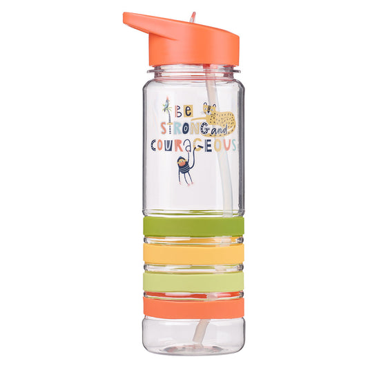 Be Strong And Courageous Plastic Water Bottle With Silicon Wrist Straps