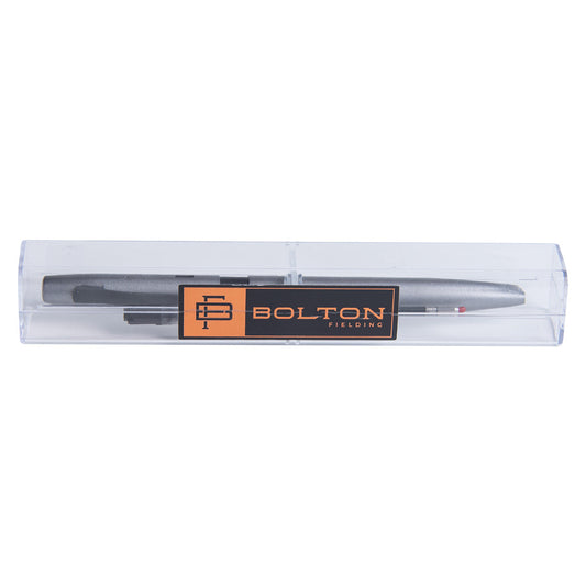 Bolton Flat Clicker Silver Pen With Pen Refill In Acrylic Gift Box