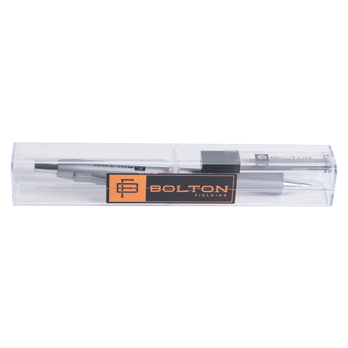 Bolton Flat Clicker Silver Clutch Pencil With Lead Refill In Acrylic Gift Box