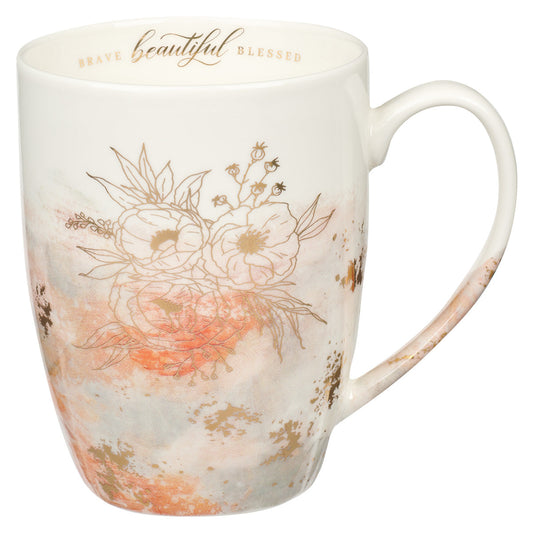 Brave Beautiful Blessed Floral Ceramic Mug