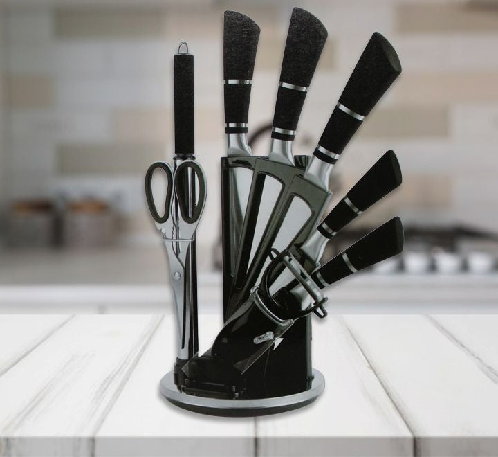 Delicate Touch Knife Set With Rotating Stand (9 pcs)