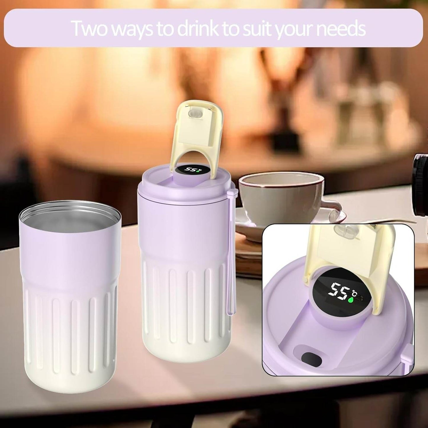 Smart Temperature Insulated Travel Coffee Mug (450ml)