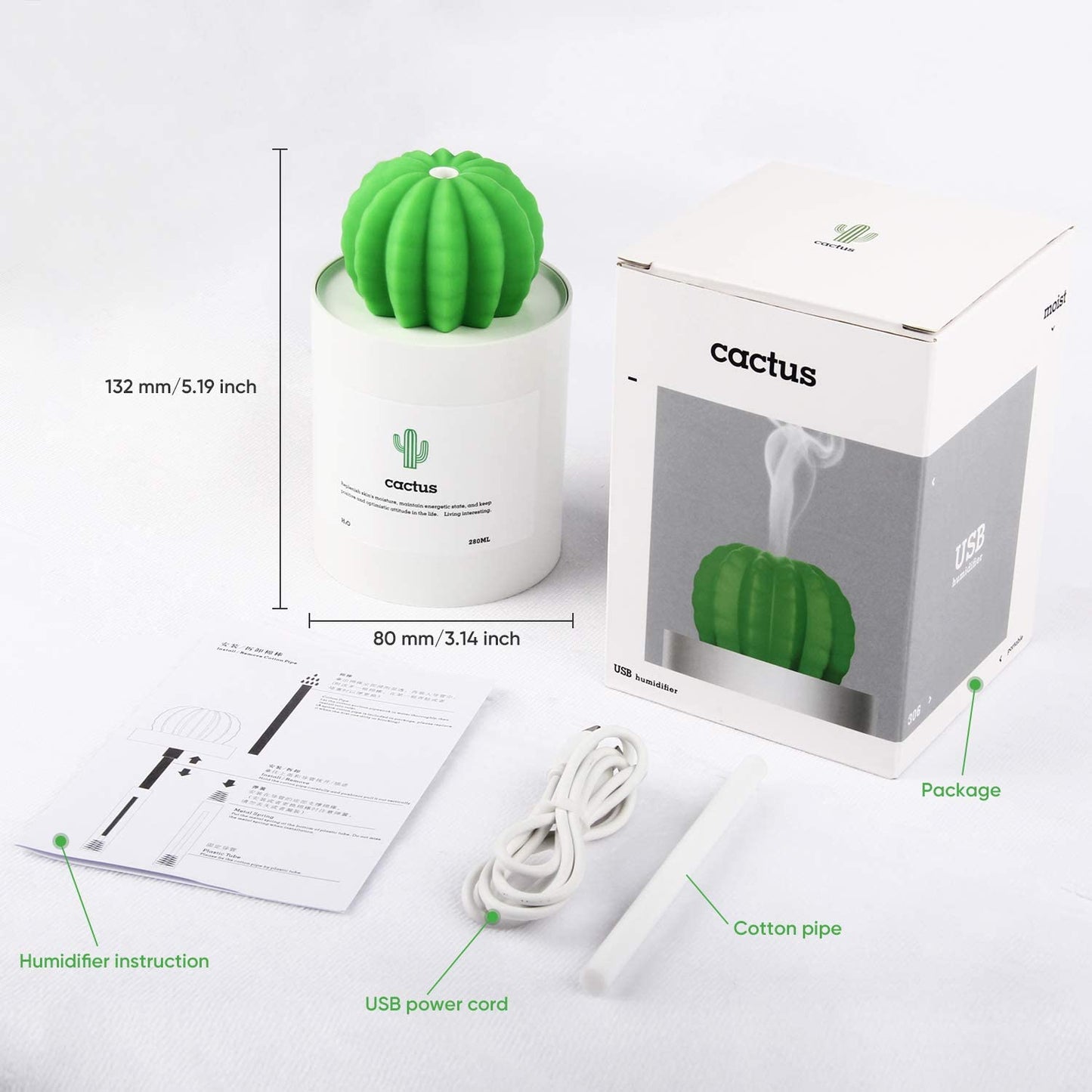 USB Cactus Humidifier (280ml)