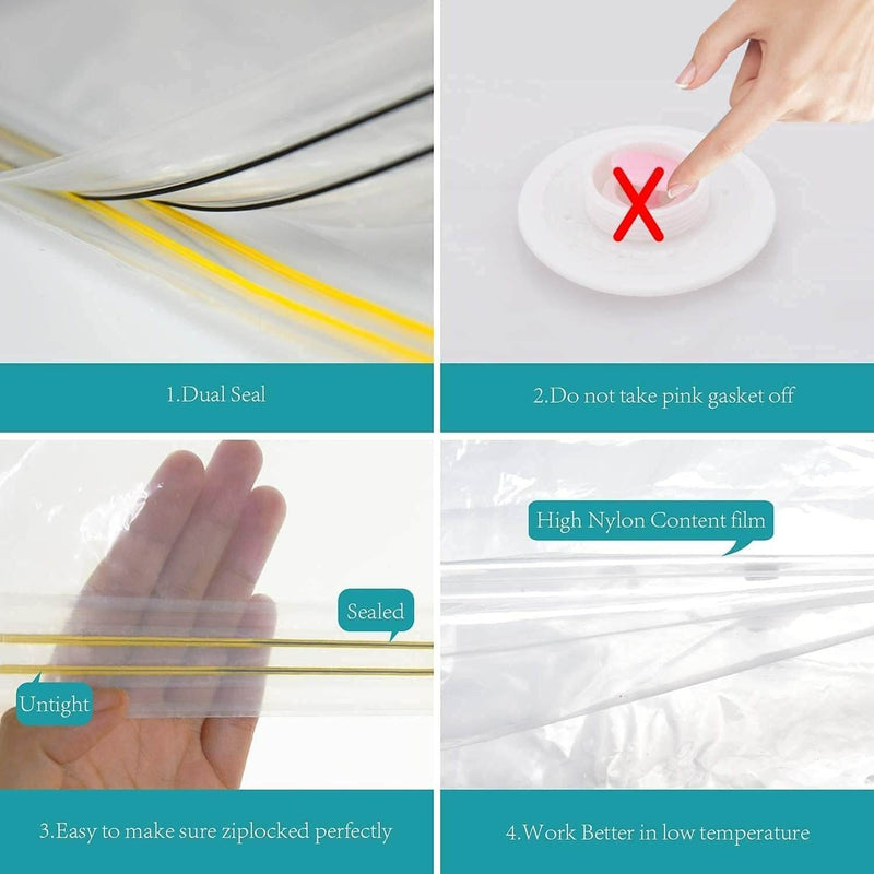 Double Seal Zipper Bag Set With Pump (10 pcs)