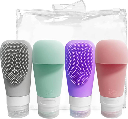 Silicone Shower Gel Scrubbing Bottle Set (90ml)(4 pcs) - DMC Wholesale