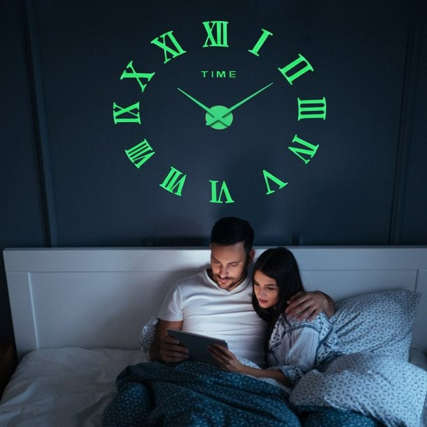 DIY Classic 3D Wall Clock (Roman Numerals)(Glow In The Dark)