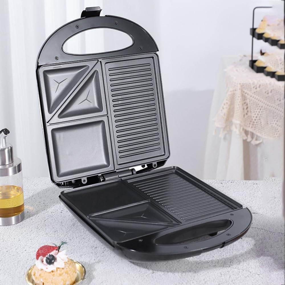 3In1 Shaped Electric Griddle, Sandwich, and Egg Maker (1400W)