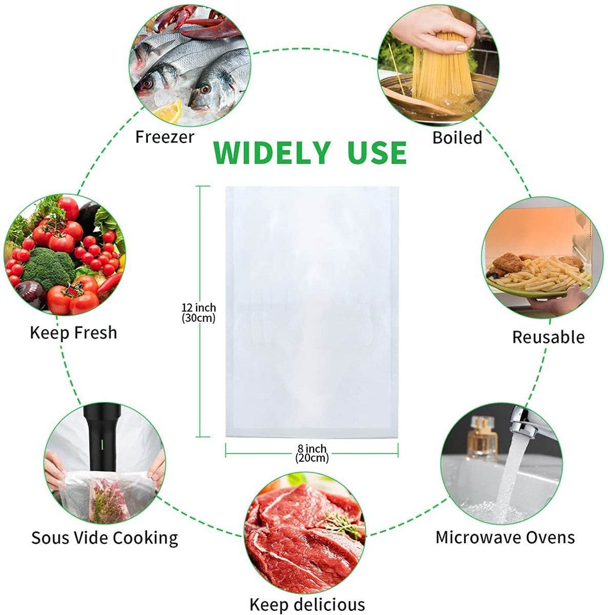 Embossed Vacuum Sealer Freezer Bags (Small)(50 pcs)