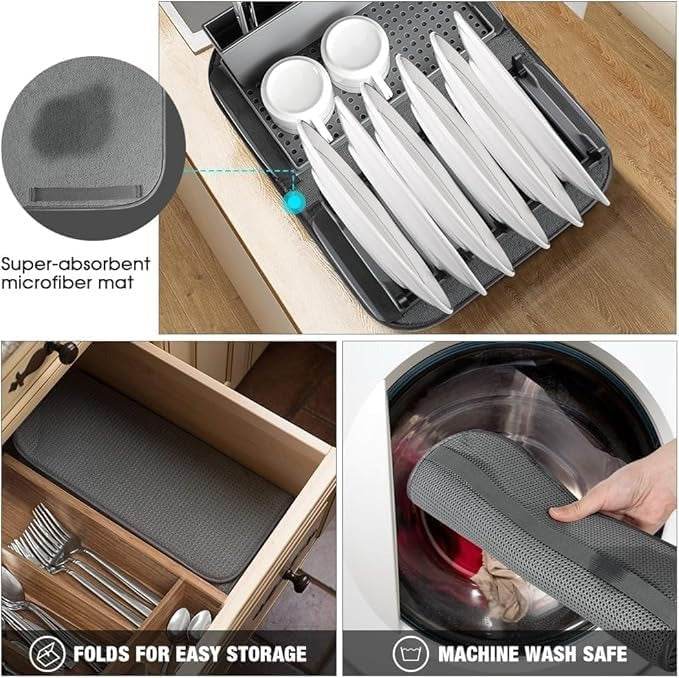 Collapsible Dish Drying Rack with Mat