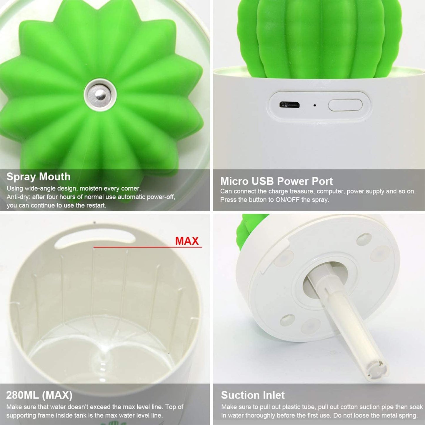 USB Cactus Humidifier (280ml)